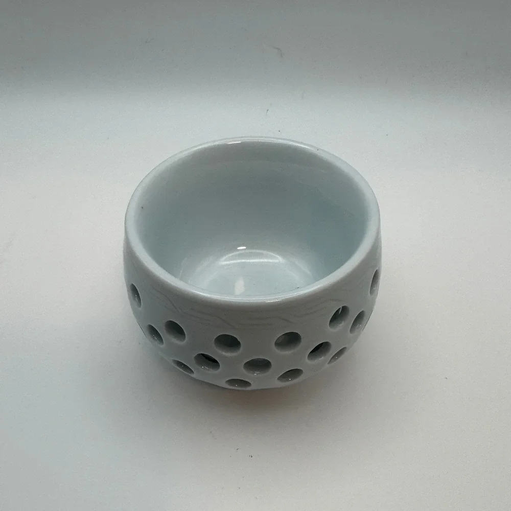 Vintage Jingdezhen Double walled Blue Celadon‎ Porcelain Lidded Bowl Saucer Set